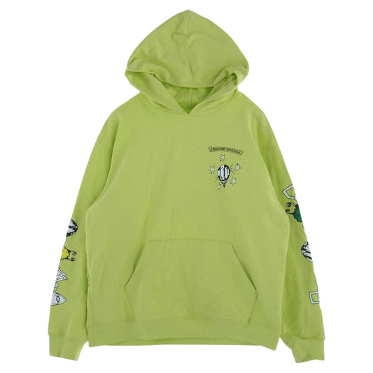 CHROME HEARTS クロムハーツ（原本無） × MATTY BOY マッティ ボーイ 国内正規店レシート付属 22AW PPO CHAIN GAME チェーンゲーム プルオーバー パーカー  蛍光グリーン系 XXL【中古】