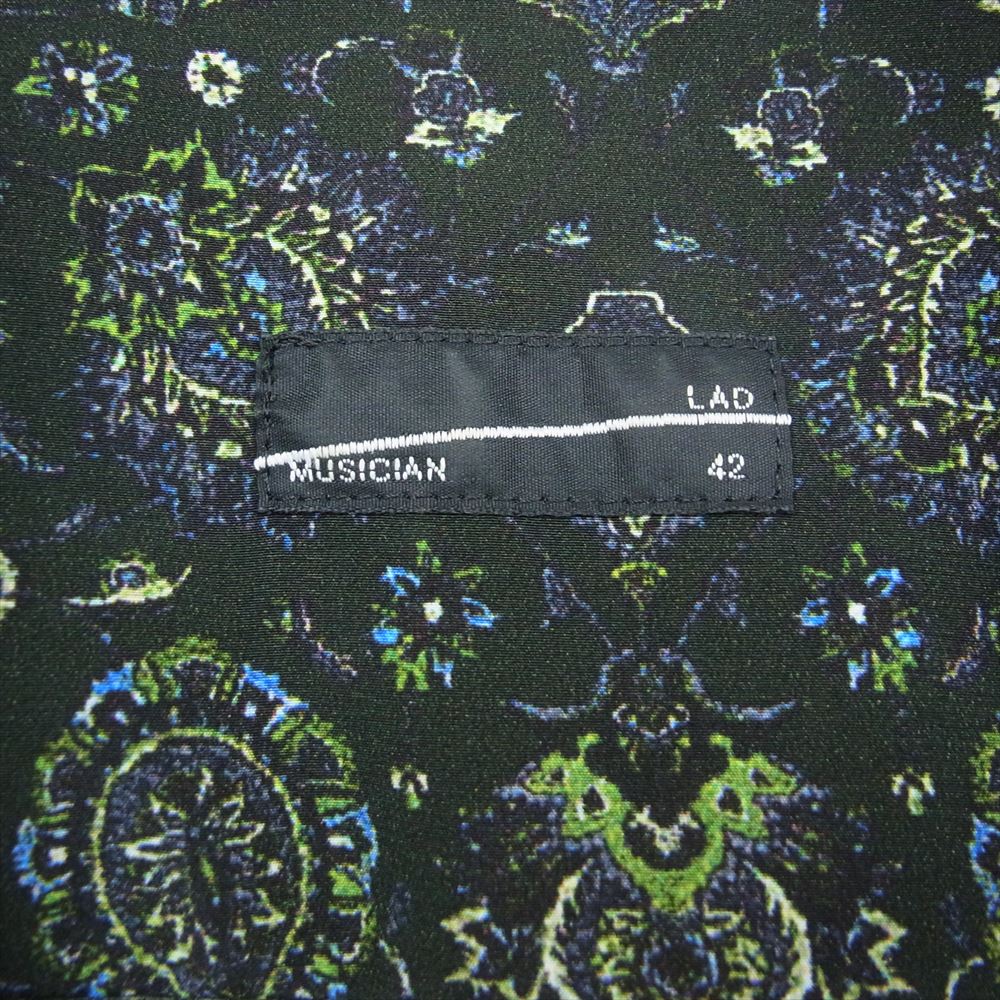 LAD MUSICIAN ラッドミュージシャン 19SS 2320-112 ペイズリー フラワー総柄 オープンカラー 半袖シャツ カーキ系 42【中古】