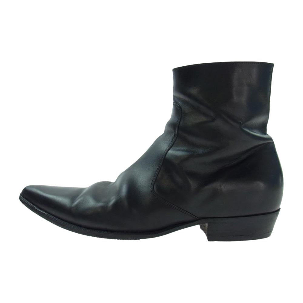 SAINT LAURENT サンローラン 345601 サイドジップ レザー ブーツ ブラック系 40【中古】