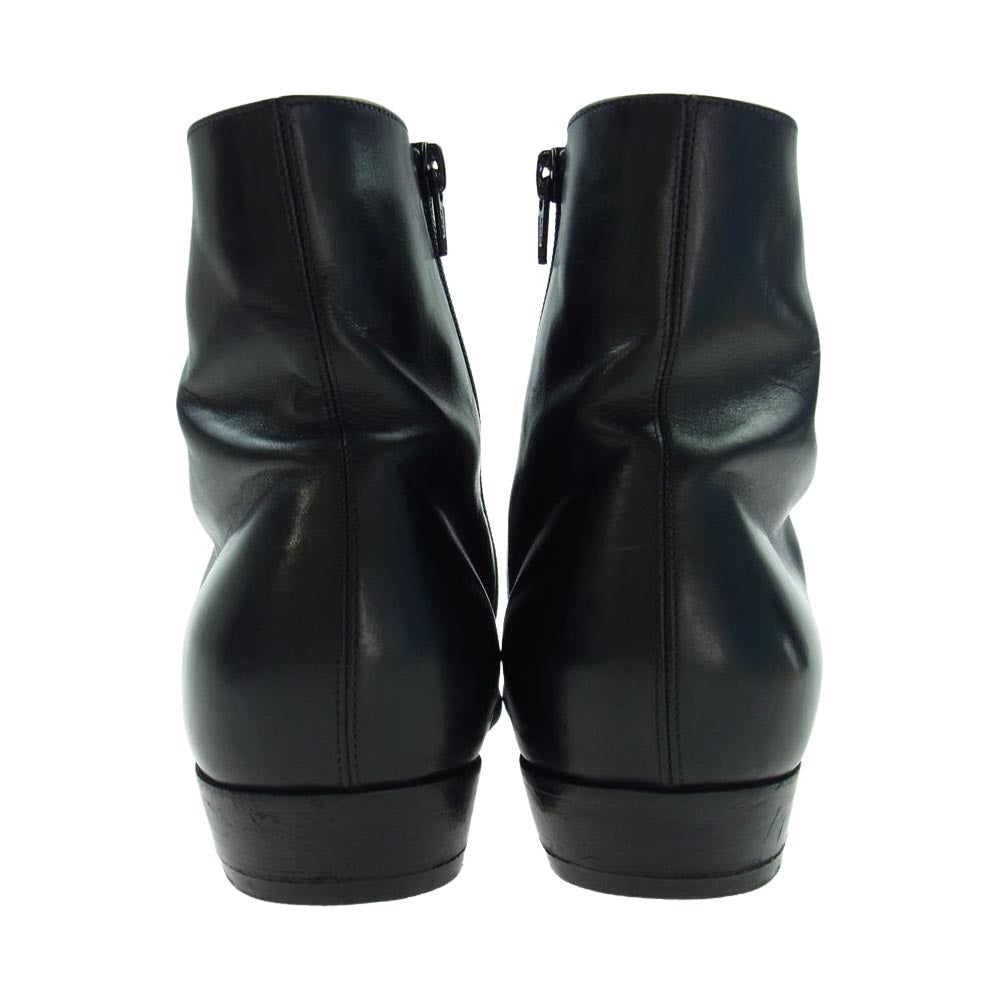 SAINT LAURENT サンローラン 345601 サイドジップ レザー ブーツ ブラック系 40【中古】