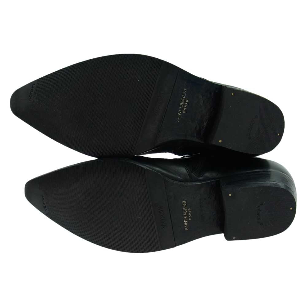 SAINT LAURENT サンローラン 345601 サイドジップ レザー ブーツ ブラック系 40【中古】