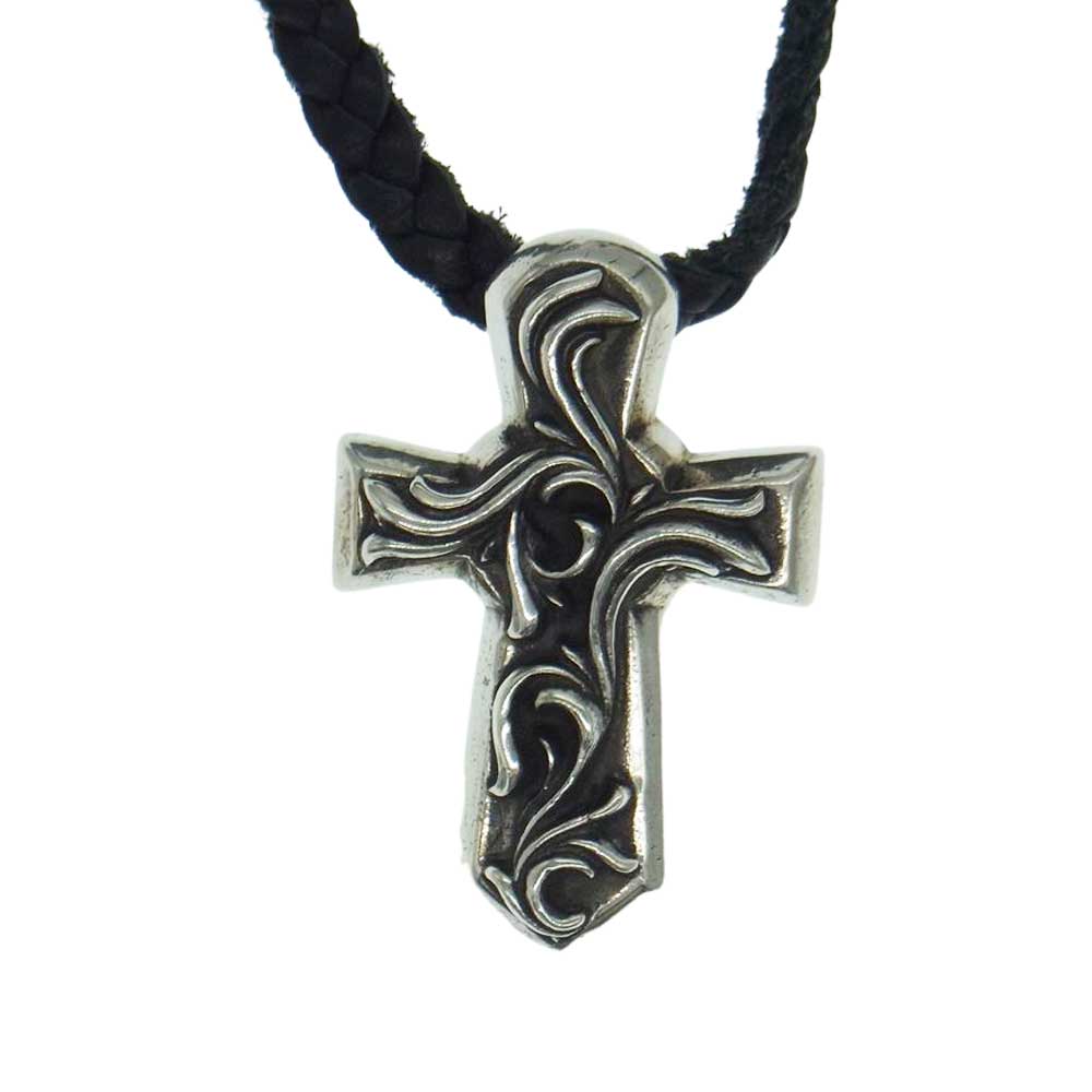 CHROME HEARTS クロムハーツ（原本無） VULCAN CROSS SM BC スモール バルカンクロス レザーブレイド ネックレス シルバー系【中古】