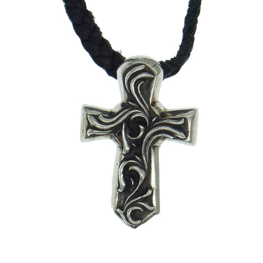 CHROME HEARTS クロムハーツ（原本無） VULCAN CROSS SM BC スモール バルカンクロス レザーブレイド ネックレス シルバー系【中古】