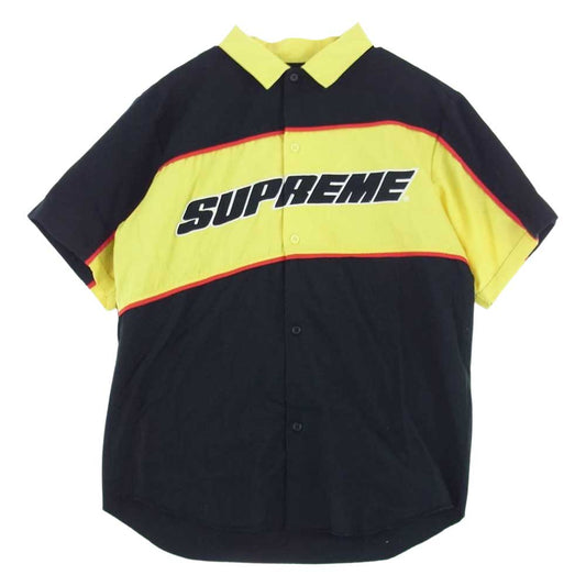Supreme シュプリーム 18SS Color Blocked Work Shirt ワークシャツ 半袖 イエロー系 ブラック系 M【中古】