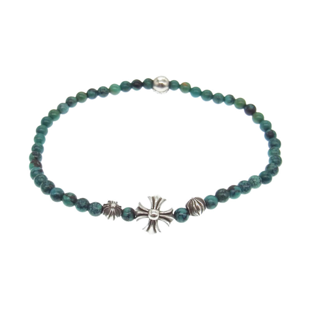 CHROME HEARTS クロムハーツ（原本無） 4mm BEAD ターコイズ ビーズ ブレスレット ブルー系 シルバー系【中古】