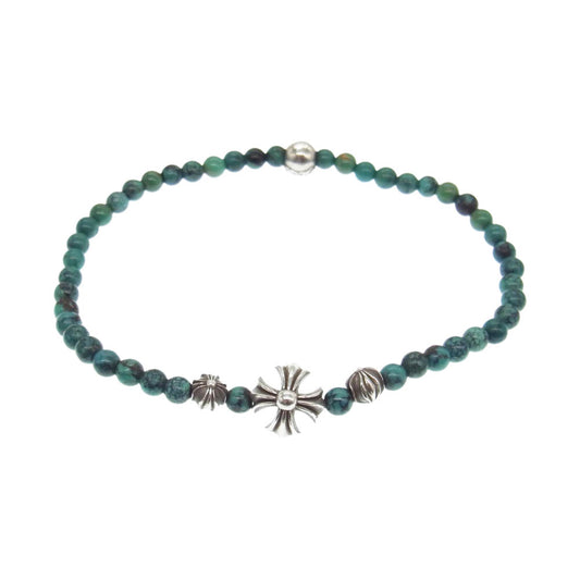CHROME HEARTS クロムハーツ（原本無） 4mm BEAD ターコイズ ビーズ ブレスレット ブルー系 シルバー系【中古】