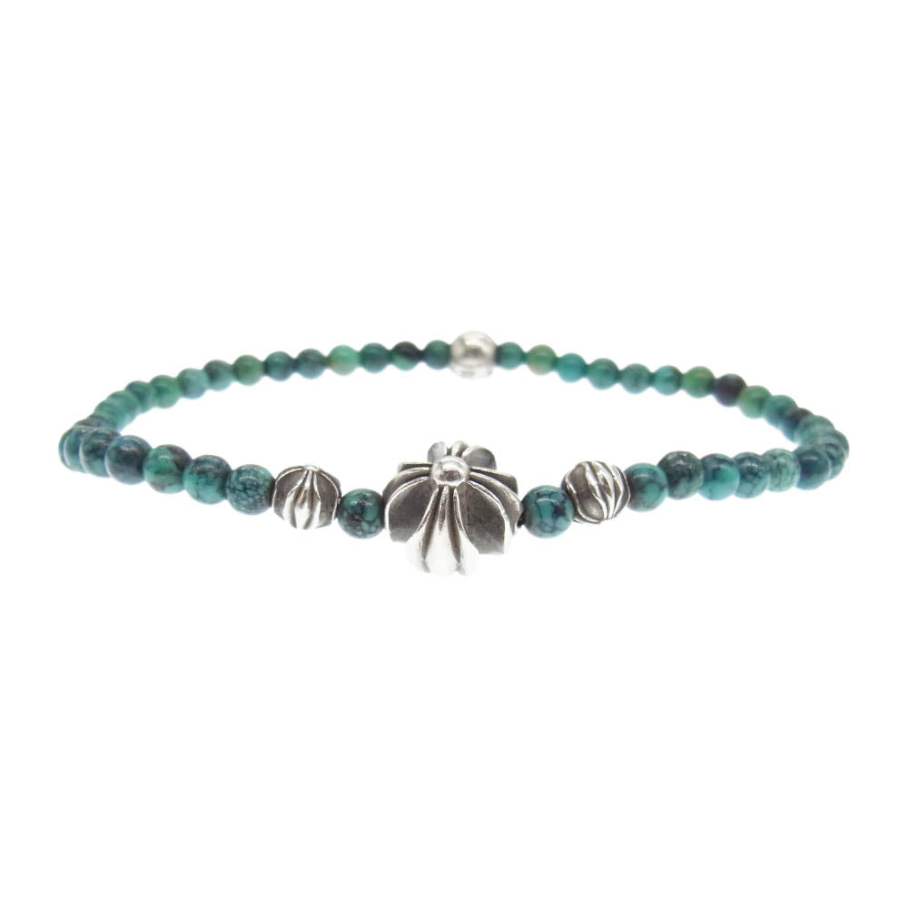CHROME HEARTS クロムハーツ（原本無） 4mm BEAD ターコイズ ビーズ ブレスレット ブルー系 シルバー系【中古】