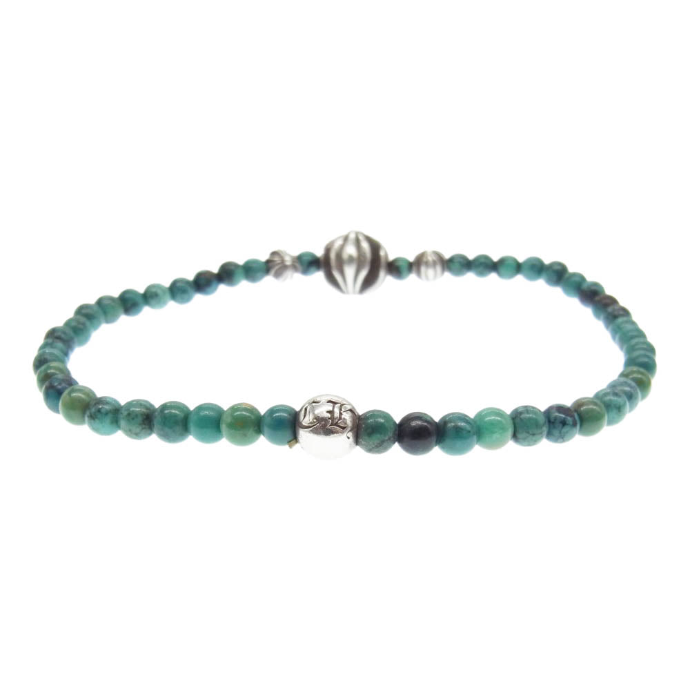 CHROME HEARTS クロムハーツ（原本無） 4mm BEAD ターコイズ ビーズ ブレスレット ブルー系 シルバー系【中古】