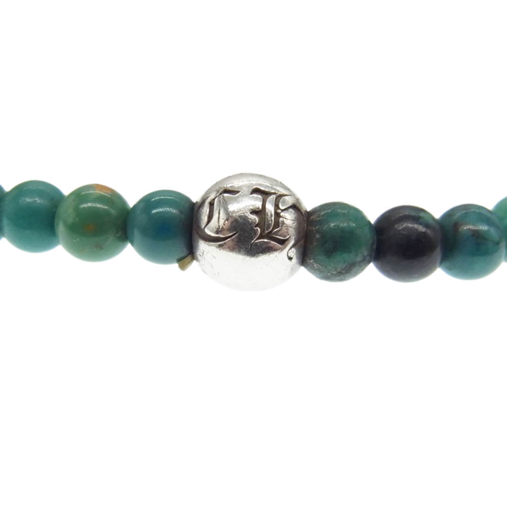 CHROME HEARTS クロムハーツ（原本無） 4mm BEAD ターコイズ ビーズ ブレスレット ブルー系 シルバー系【中古】