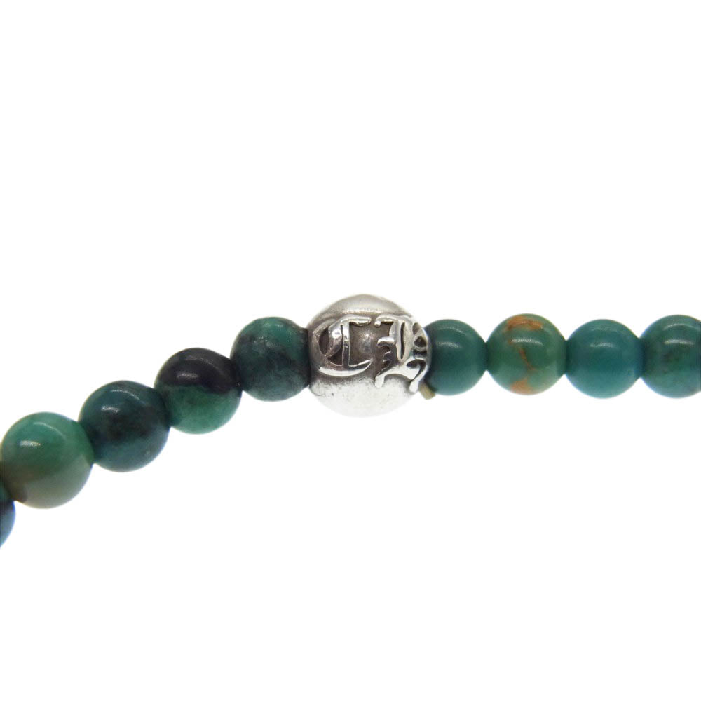 CHROME HEARTS クロムハーツ（原本無） 4mm BEAD ターコイズ ビーズ ブレスレット ブルー系 シルバー系【中古】