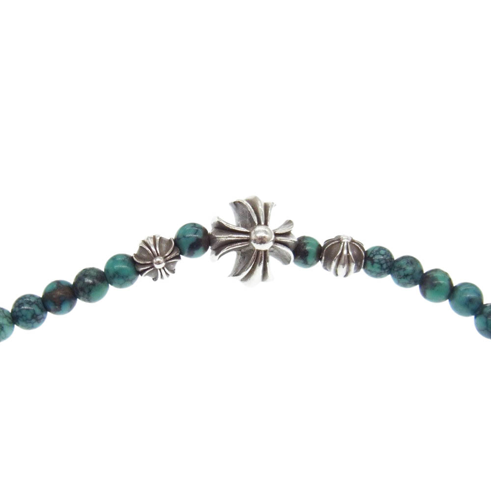 CHROME HEARTS クロムハーツ（原本無） 4mm BEAD ターコイズ ビーズ ブレスレット ブルー系 シルバー系【中古】