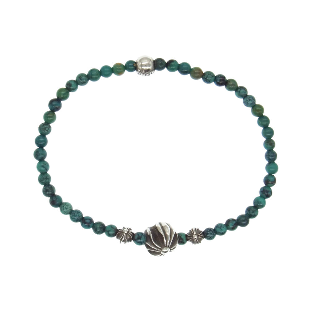 CHROME HEARTS クロムハーツ（原本無） 4mm BEAD ターコイズ ビーズ ブレスレット ブルー系 シルバー系【中古】