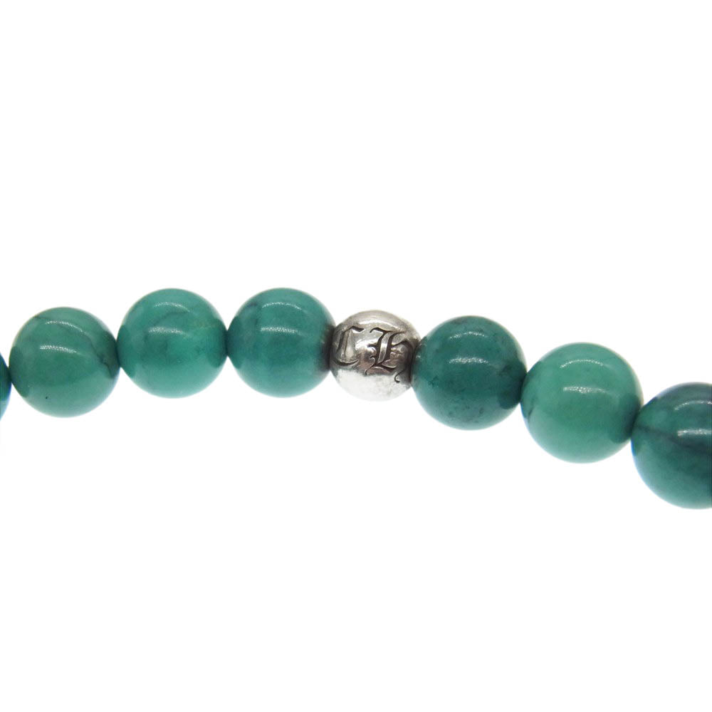 CHROME HEARTS クロムハーツ（原本無） 8mm BEAD ターコイズ ビーズ クロスボール ブレスレット ブルー系 シルバー系【中古】
