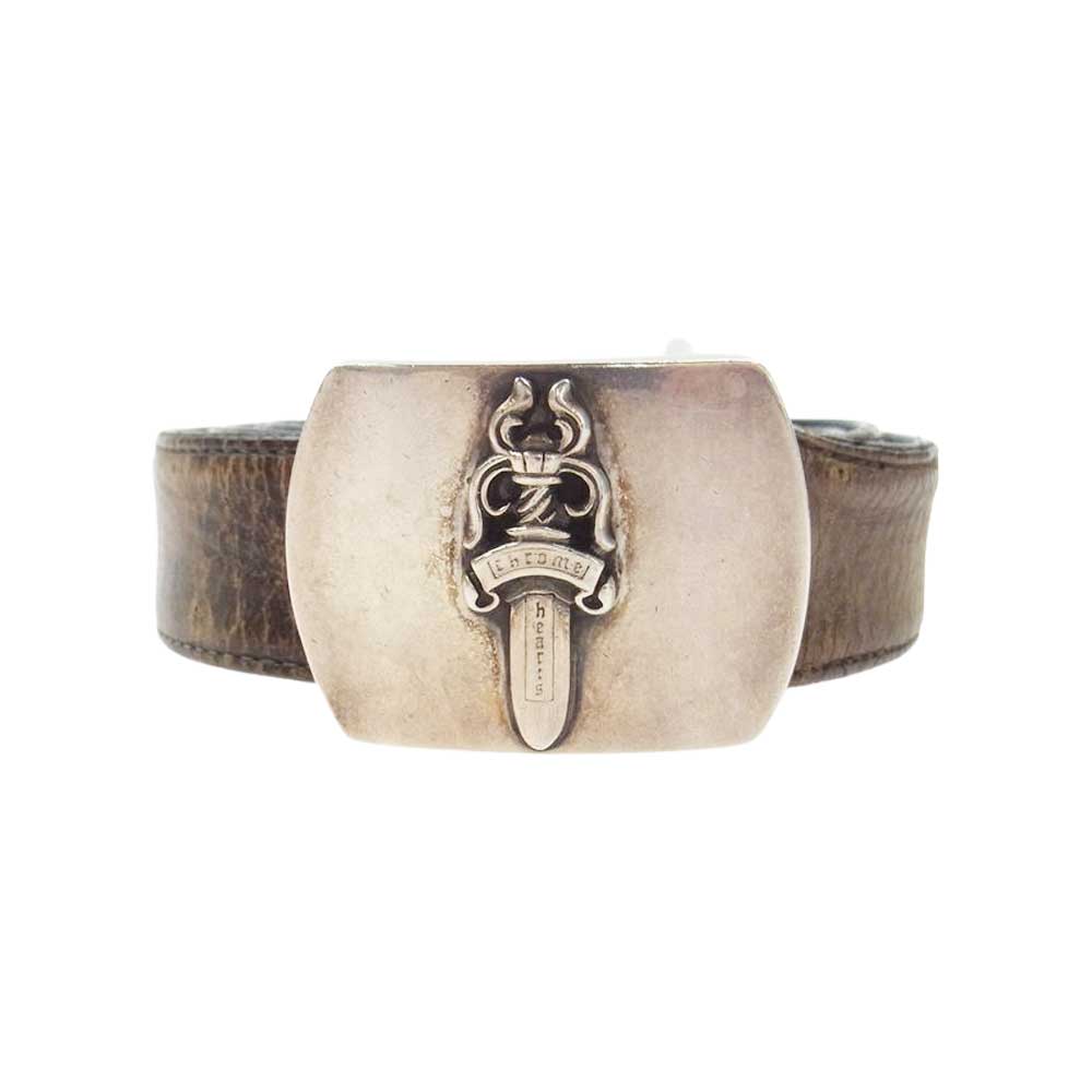 CHROME HEARTS クロムハーツ（原本無） BUCKL MIL DGR ミリタリー レイズド ダガー バックル レザー ベルト ブラウン系【中古】
