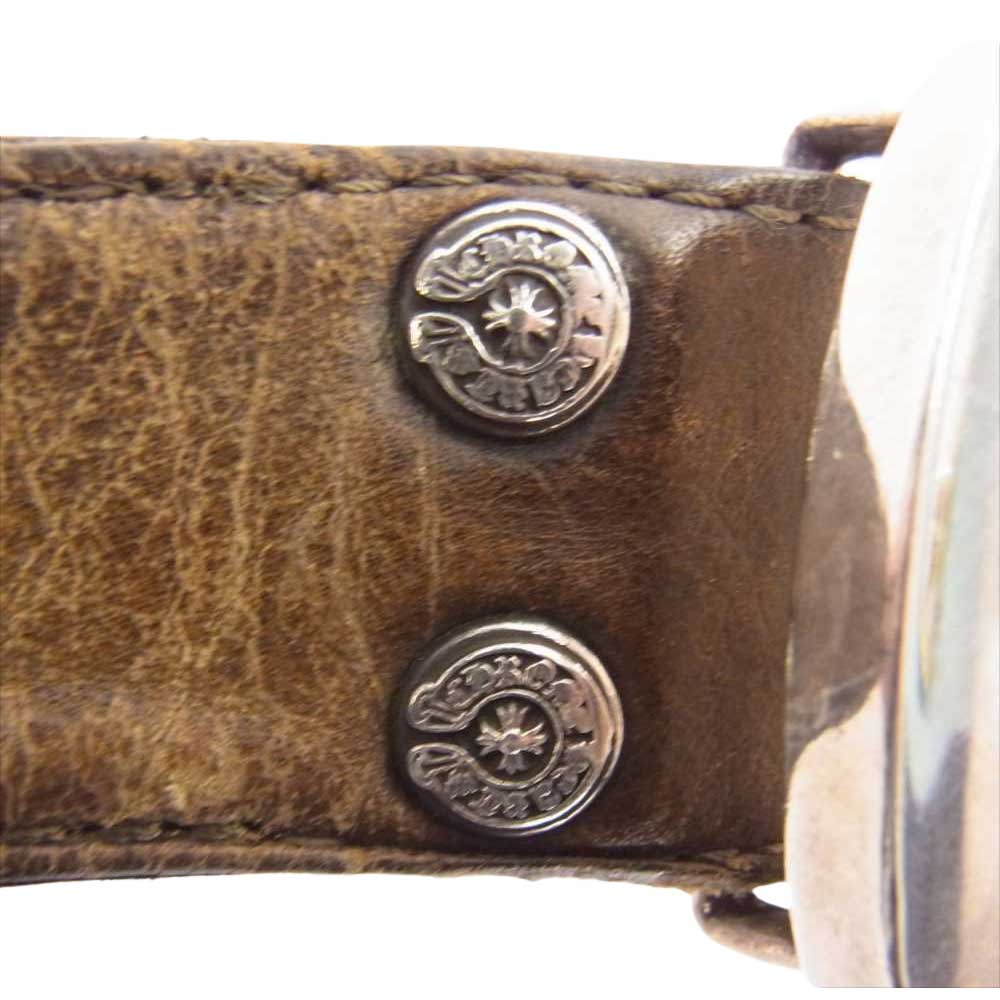 CHROME HEARTS クロムハーツ（原本無） BUCKL MIL DGR ミリタリー レイズド ダガー バックル レザー ベルト ブラウン系【中古】