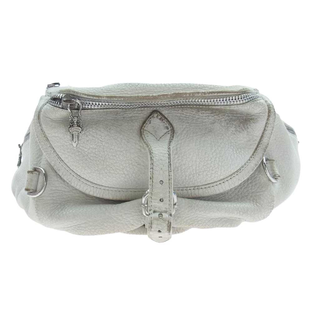 CHROME HEARTS クロムハーツ（原本無） #1 SNAT PACK スナットパック レザー ウエスト ボディ バッグ ロジウム加工 ホワイト系【中古】