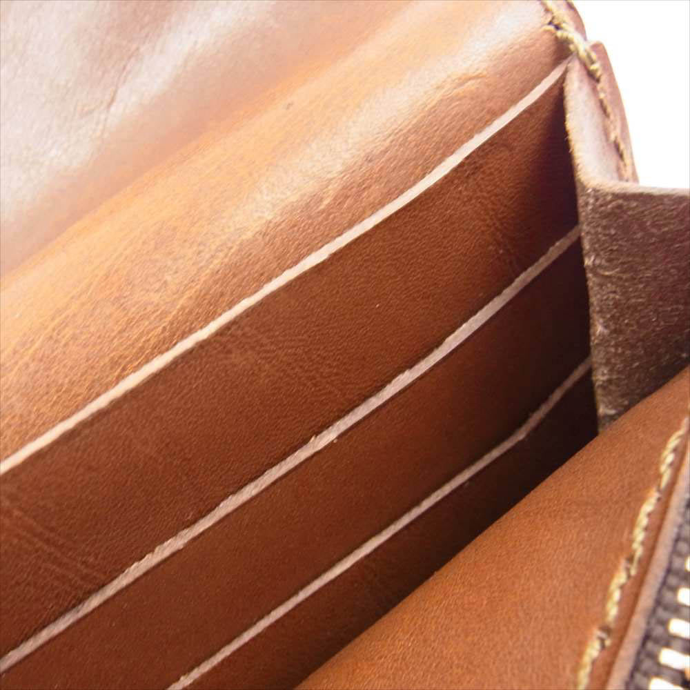 HERZ ヘルツ W-64 レザー ファスナー コインケース付 小型の 二つ折り 財布 ブラウン系【中古】