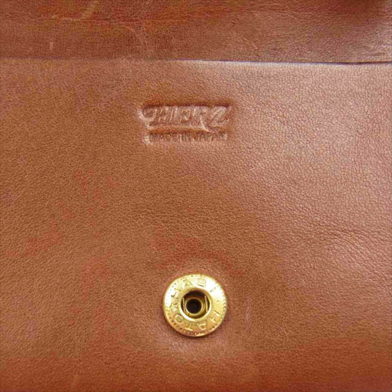 HERZ ヘルツ W-64 レザー ファスナー コインケース付 小型の 二つ折り 財布 ブラウン系【中古】