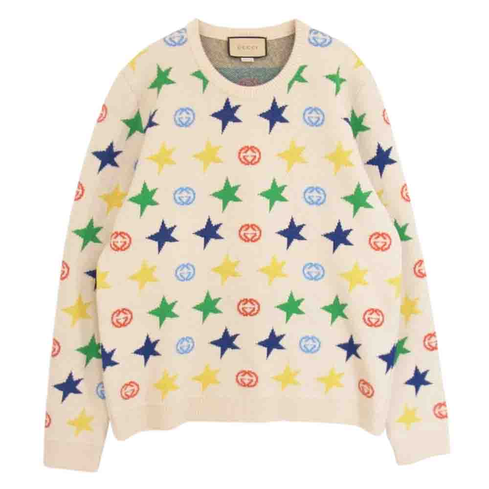 GUCCI グッチ 21AW 661835 GG スター ウール ニット ベージュ系 XXL【中古】