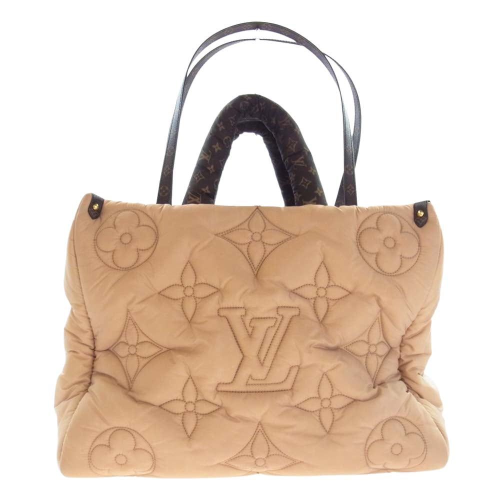 LOUIS VUITTON ルイ・ヴィトン M59007 モノグラム Vピロー オンザゴーGM リサイクルナイロン キャンバス ハンド バッグ ベージュ系【中古】