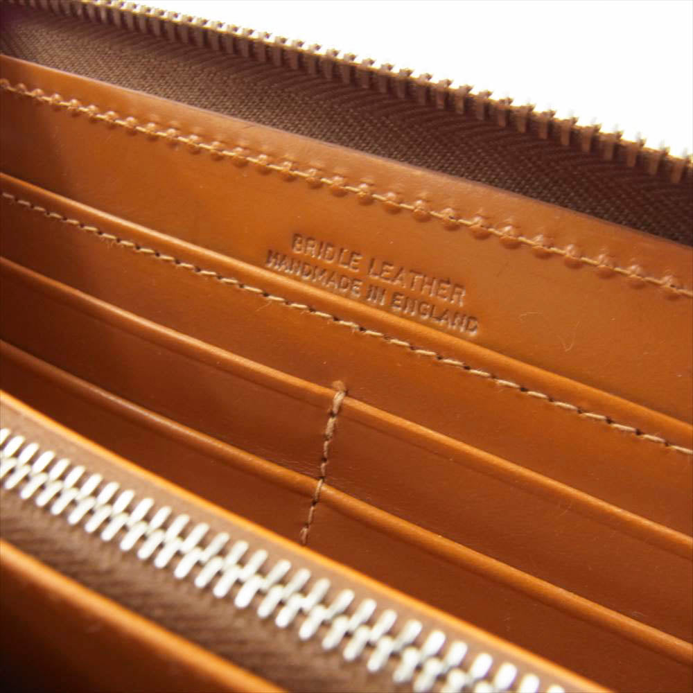WHITE HOUSE COX ホワイトハウスコックス S2622-6 LONG ZIP WALLET NEWTON ロング ジップ ブライドル ラウンド ファスナー 長財布 ライトブラウン系【極上美品】【中古】
