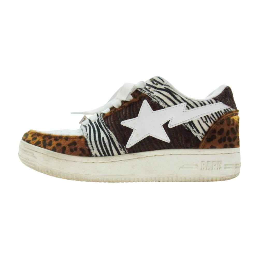 A BATHING APE アベイシングエイプ 20周年 BAPESTASTA ANIMAL MIX ベイプスター アニマル スニーカー ブラウン系  ホワイト系 ブラック系 26cm【中古】