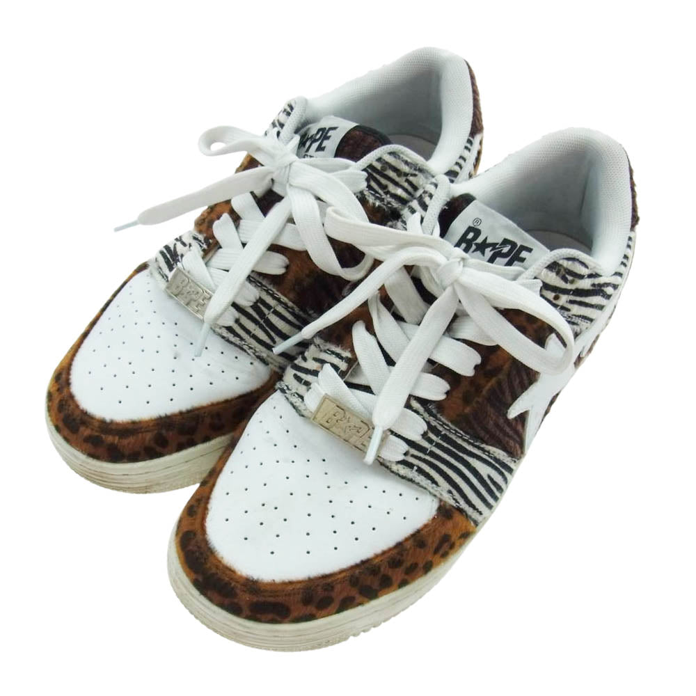 A BATHING APE アベイシングエイプ 20周年 BAPESTASTA ANIMAL MIX ベイプスター アニマル スニーカー ブラウン系 ホワイト系 ブラック系 26cm【中古】