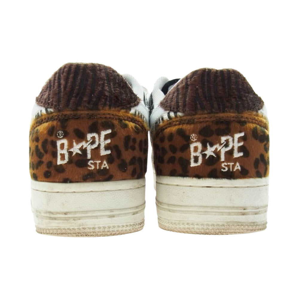 A BATHING APE アベイシングエイプ 20周年 BAPESTASTA ANIMAL MIX ベイプスター アニマル スニーカー ブラウン系 ホワイト系 ブラック系 26cm【中古】