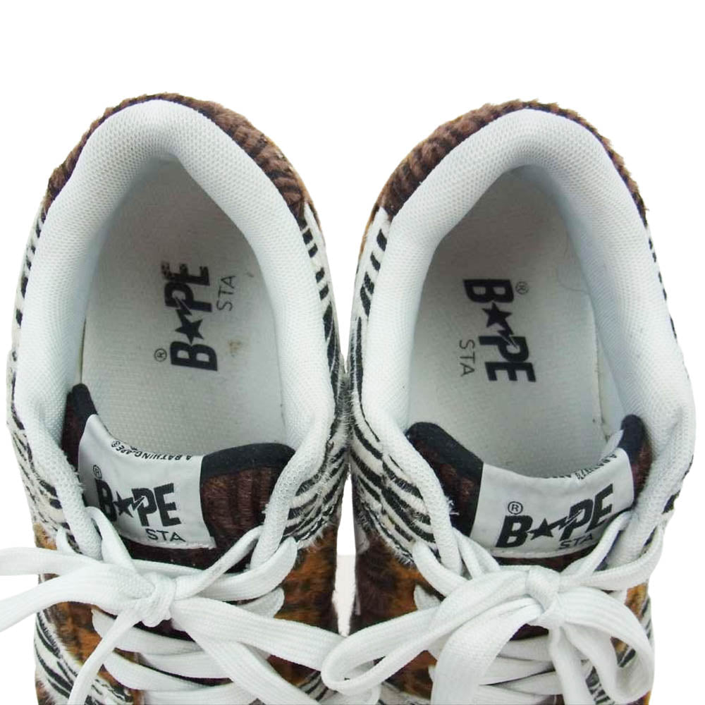 A BATHING APE アベイシングエイプ 20周年 BAPESTASTA ANIMAL MIX ベイプスター アニマル スニーカー ブラウン系 ホワイト系 ブラック系 26cm【中古】