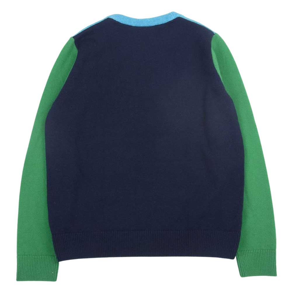 LACOSTE ラコステ パネル配色 エシカル ウール ニット セーター グリーン系 40【中古】