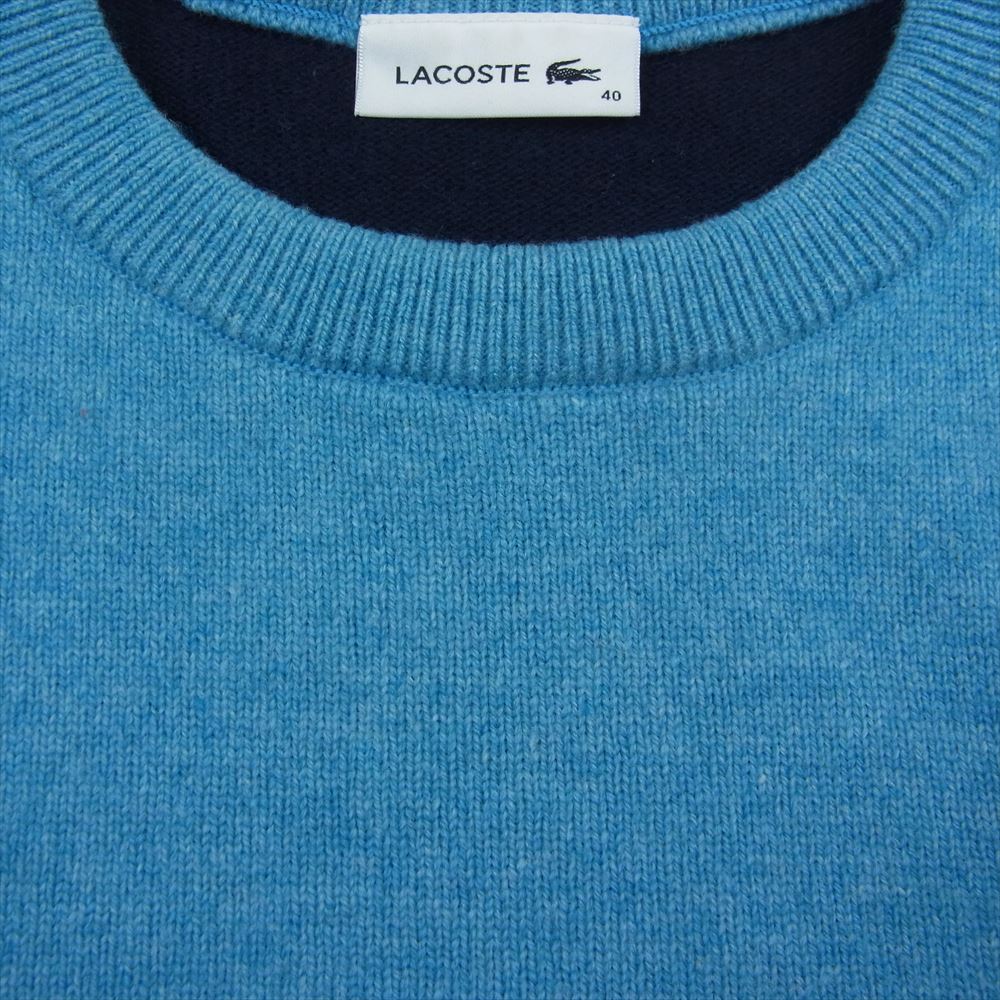 LACOSTE ラコステ パネル配色 エシカル ウール ニット セーター グリーン系 40【中古】