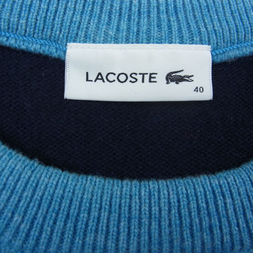 LACOSTE ラコステ パネル配色 エシカル ウール ニット セーター グリーン系 40【中古】