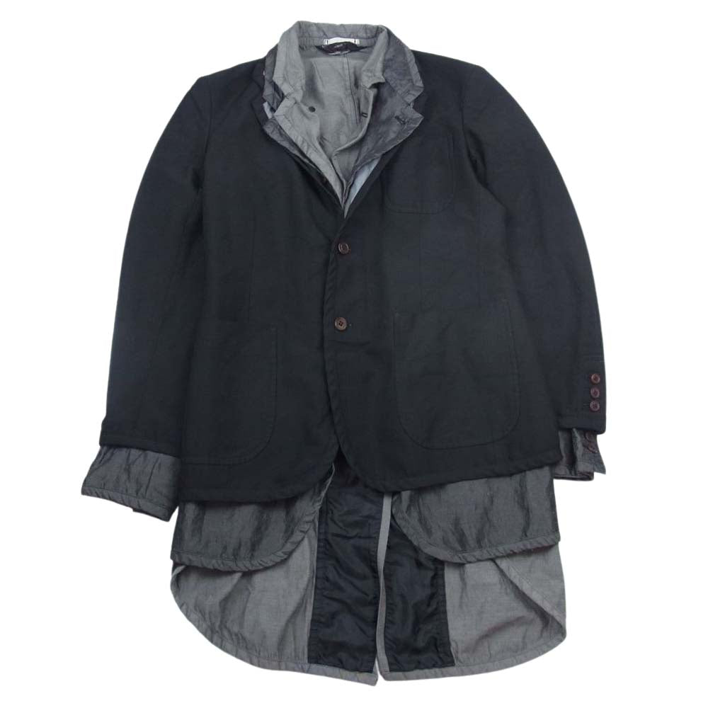 COMME des GARCONS HOMME コムデギャルソンオム AD2013 PM-J055 製品染め トリプル ドッキング レイヤード テーラード ジャケット ブラック系 S【中古】