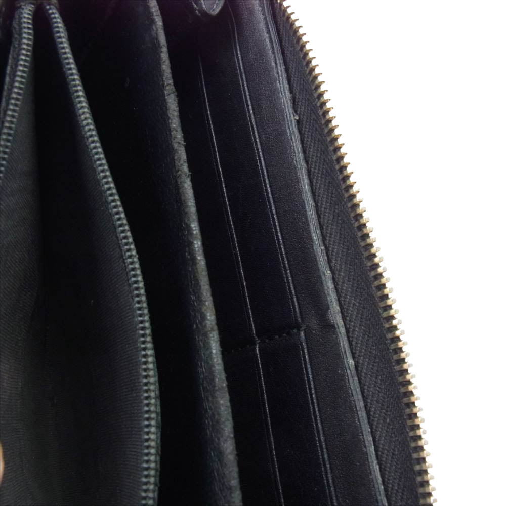 GUCCI グッチ GG柄 レザー ラウンドファスナー ウォレット 長財布 ブラック系【中古】