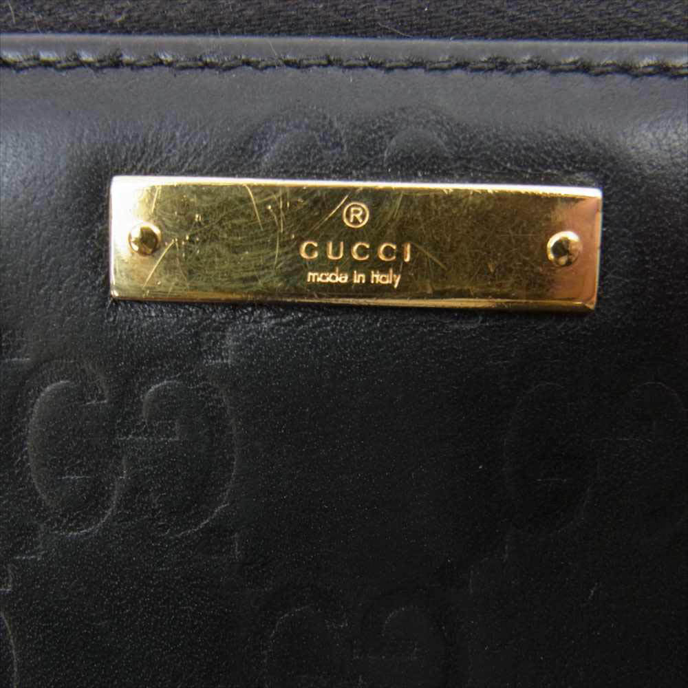 GUCCI グッチ GG柄 レザー ラウンドファスナー ウォレット 長財布 ブラック系【中古】