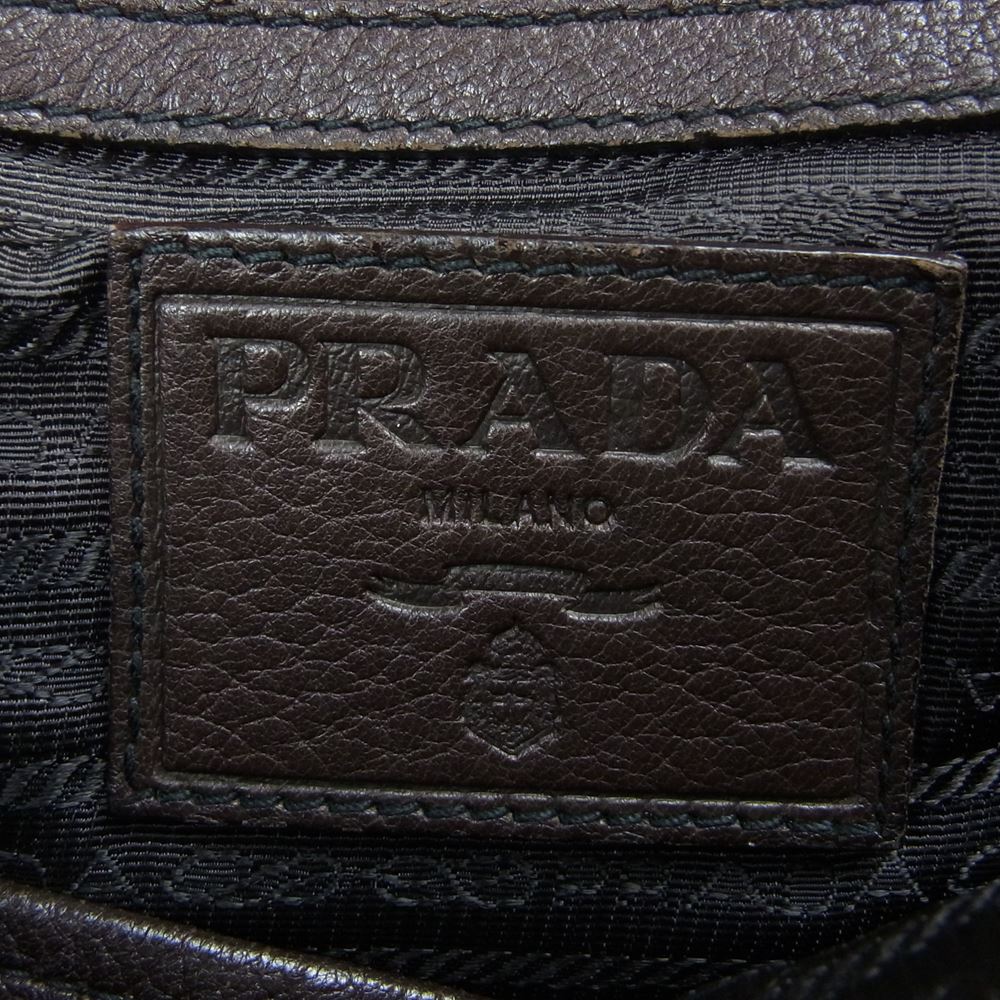 PRADA プラダ 三角プレート レザー トート バッグ ブラウン系【中古】