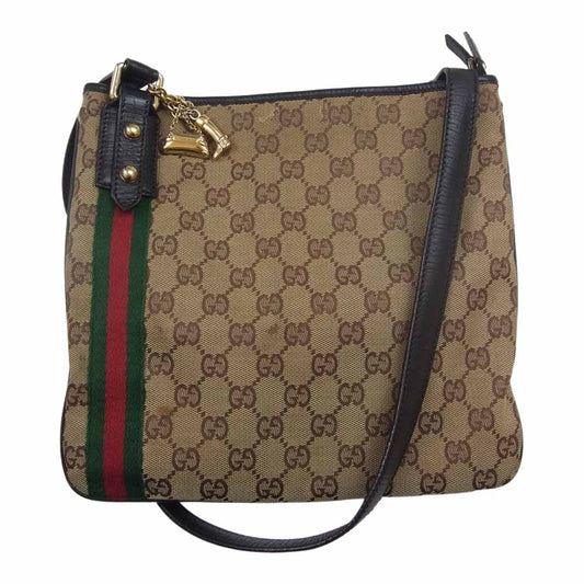 GUCCI グッチ 144388 GGキャンバス シェリーライン ショルダー バッグ ベージュ系【中古】