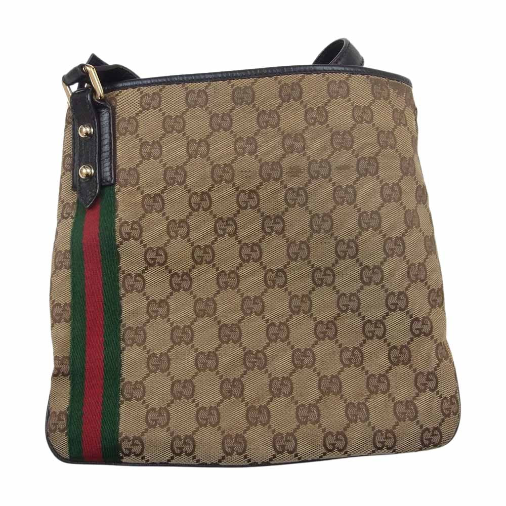 GUCCI グッチ 144388 GGキャンバス シェリーライン ショルダー バッグ ベージュ系【中古】