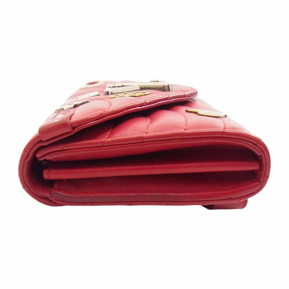 LOUIS VUITTON ルイ・ヴィトン M63964 ポルトフォイユ ロン ニューウェーブ キルティング 財布 ウォレット レッド系【中古】