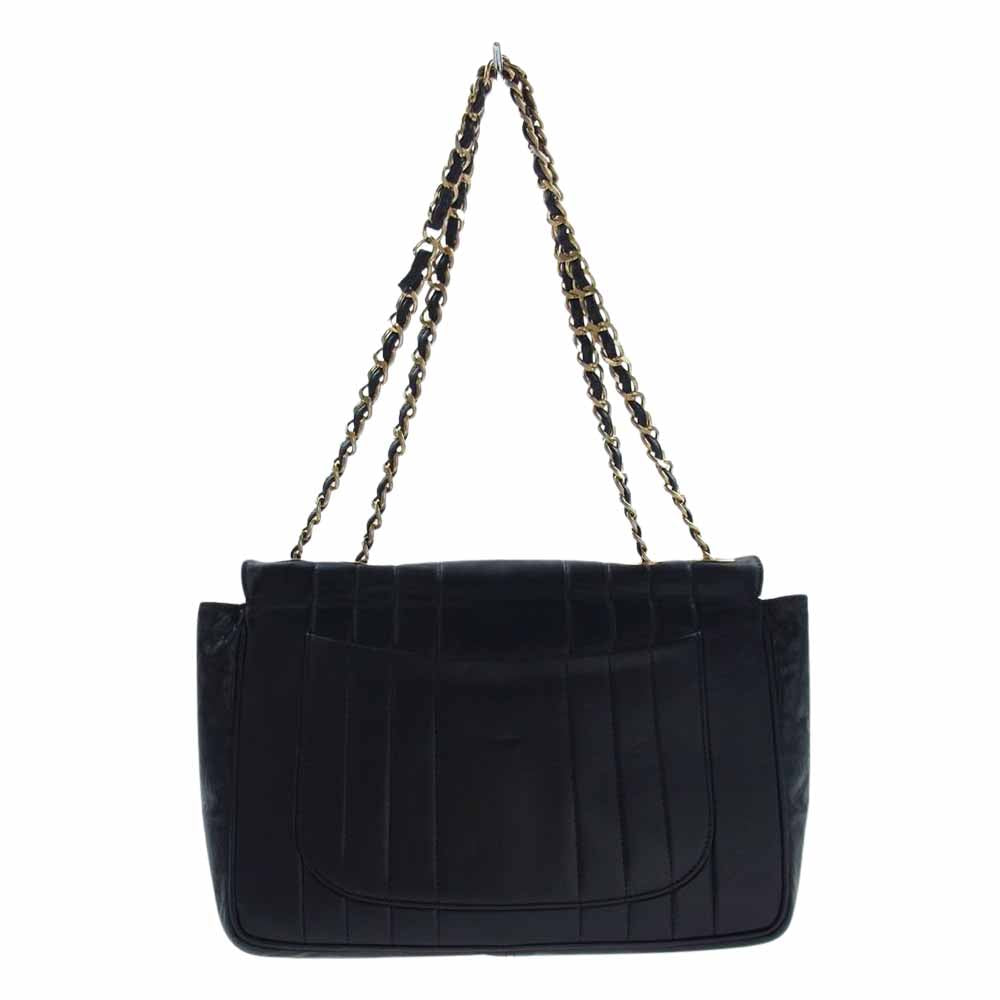 CHANEL シャネル マドモアゼル ターンロック シングルフラップ チェーン ショルダー バッグ ブラック系【中古】