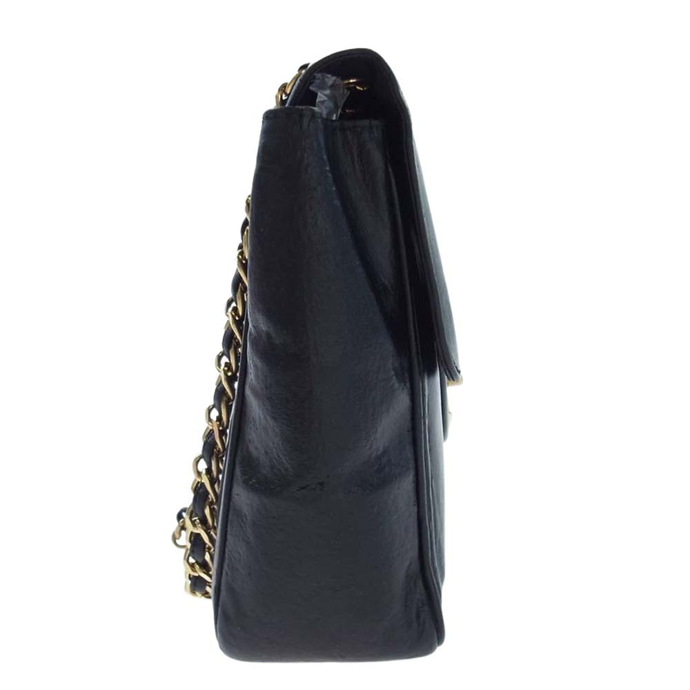 CHANEL シャネル マドモアゼル ターンロック シングルフラップ チェーン ショルダー バッグ ブラック系【中古】