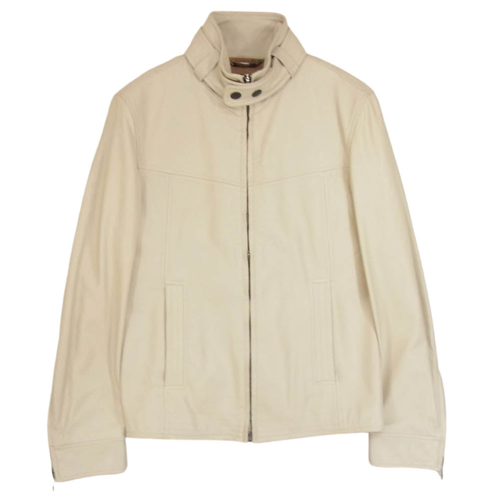 DOLCE&GABBANA ドルチェアンドガッバーナ イタリア製 シープスキン レザー シングル ライダース ジャケット オフホワイト系 44【中古】