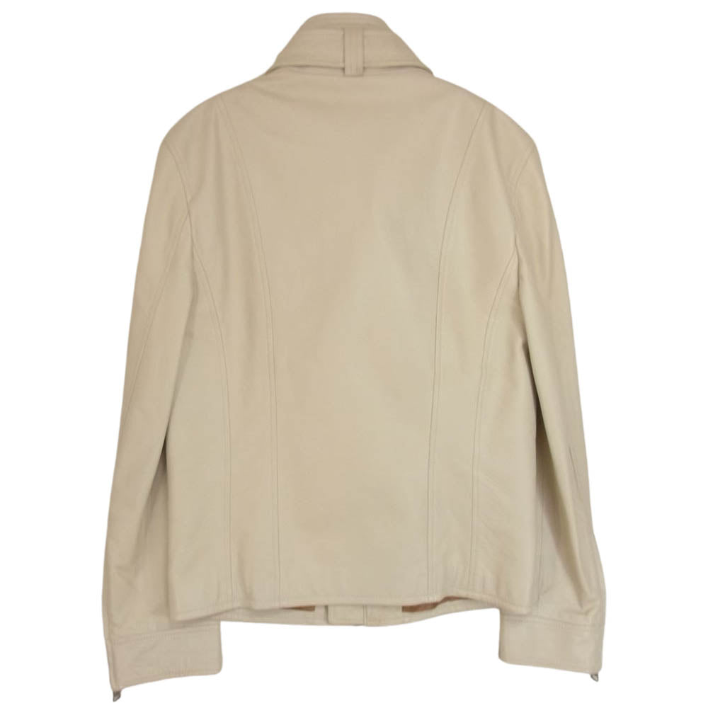DOLCE&GABBANA ドルチェアンドガッバーナ イタリア製 シープスキン レザー シングル ライダース ジャケット オフホワイト系 44【中古】