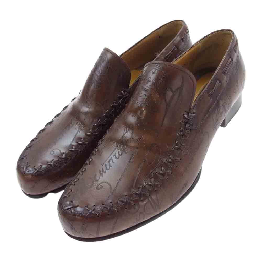 Berluti ベルルッティ フェデリコ カリグラフィ レザー ローファー スリッポン シューズ ブラウン系 36【中古】