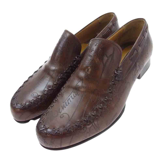 Berluti ベルルッティ フェデリコ カリグラフィ レザー ローファー スリッポン シューズ ブラウン系 36【中古】