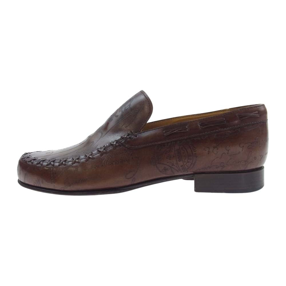 Berluti ベルルッティ フェデリコ カリグラフィ レザー ローファー スリッポン シューズ ブラウン系 36【中古】