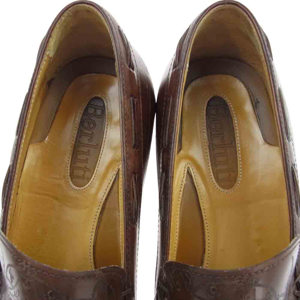 Berluti ベルルッティ フェデリコ カリグラフィ レザー ローファー スリッポン シューズ ブラウン系 36【中古】