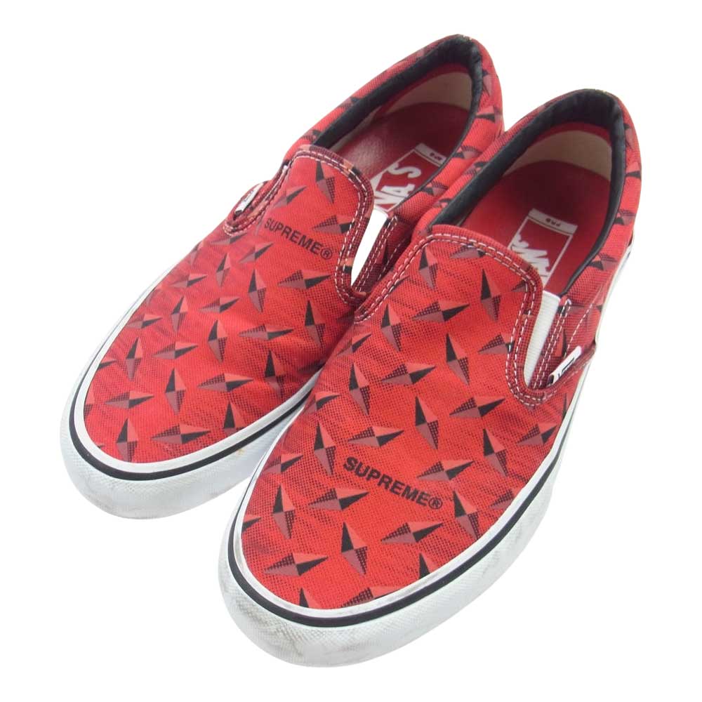 Supreme シュプリーム 19SS VN0A347VTEH × Vans バンズ Diamond Plate Slip-On Pro ダイヤモンド プレート スリッポン レッド系 28.5ｃｍ【中古】