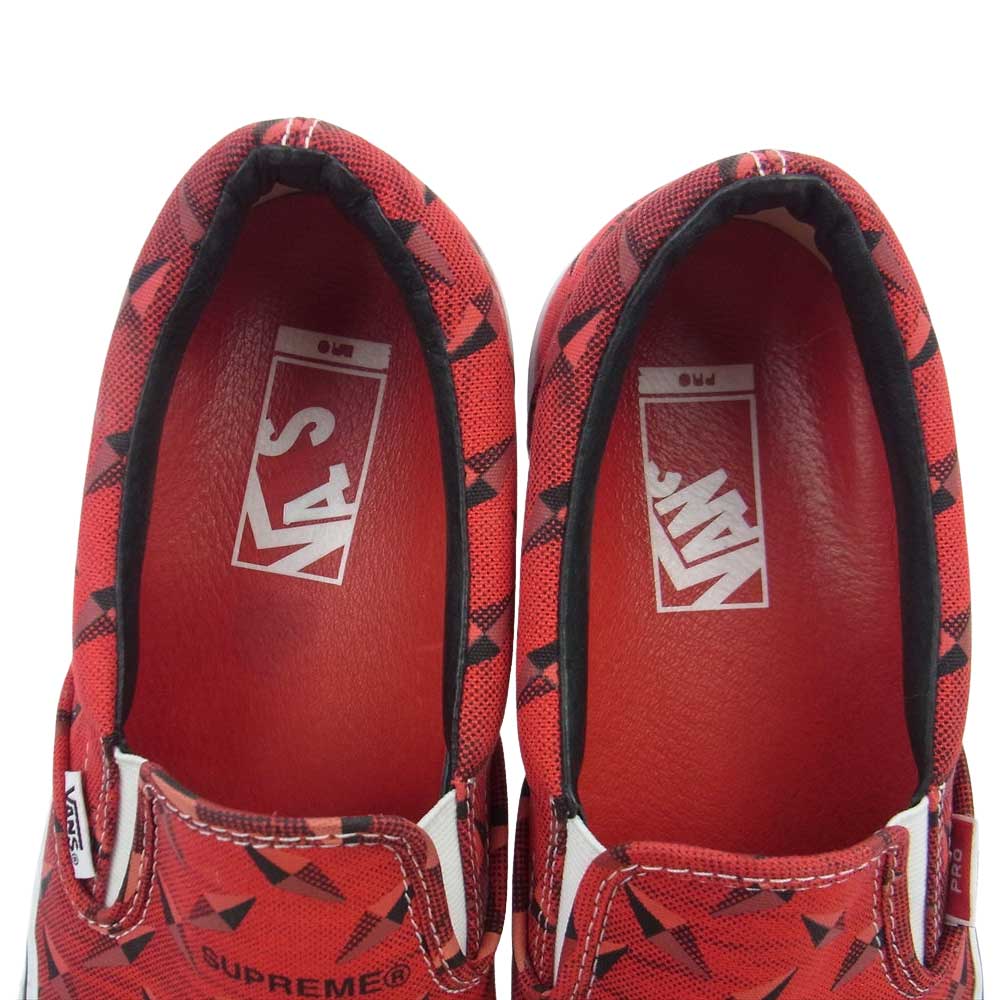 Supreme シュプリーム 19SS VN0A347VTEH × Vans バンズ Diamond Plate Slip-On Pro ダイヤモンド プレート スリッポン レッド系 28.5ｃｍ【中古】