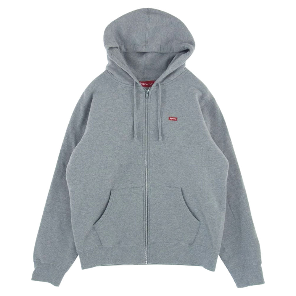 Supreme シュプリーム 19SS Small Box Zip Hooded Sweatshirt ラバー スモール ボックス ロゴ ジップ フーデット スウェット グレー系 L【中古】